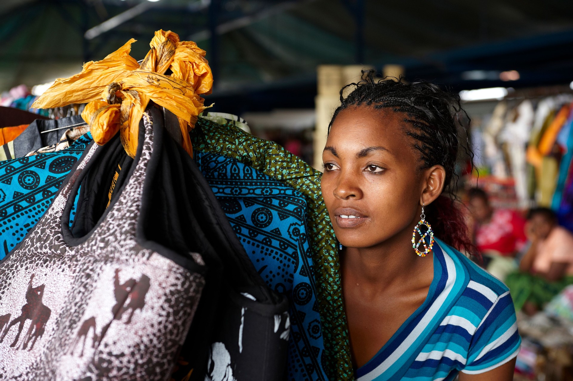 Woman in a bright African market